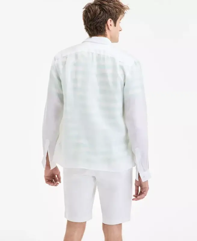 Men's Regular-Fit Linen Shirt-001 - White - 2