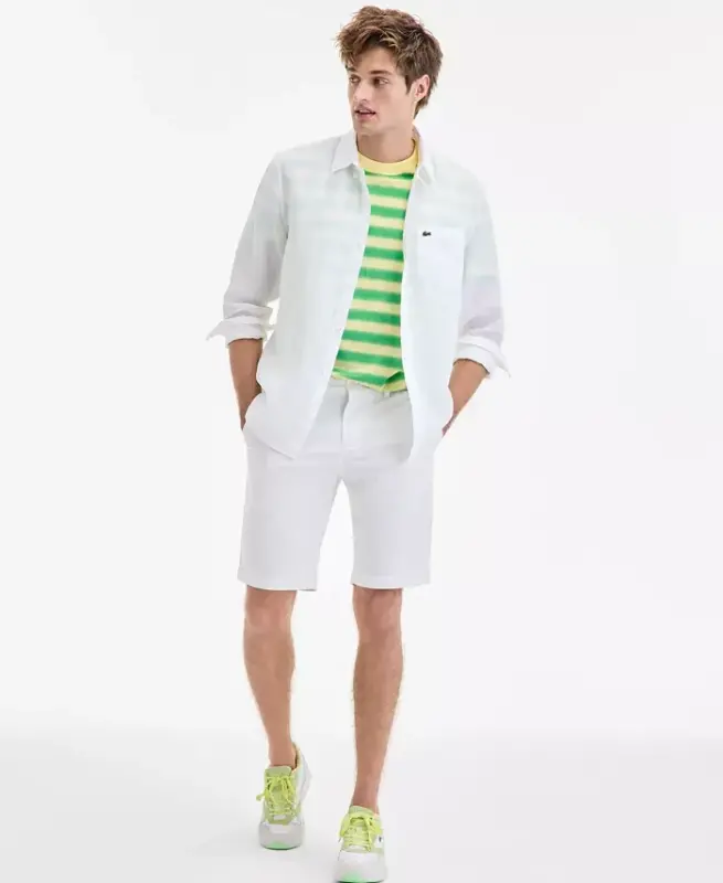 Men's Regular-Fit Linen Shirt-001 - White - 4