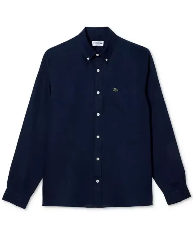 Men's Regular-Fit Linen Shirt-166 - Navy - LACOSTE