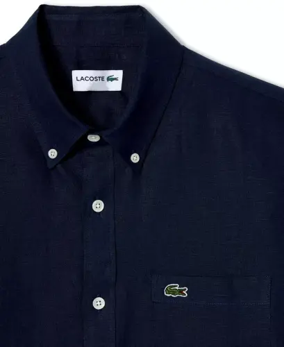 Men's Regular-Fit Linen Shirt-166 - Navy - LACOSTE (1)