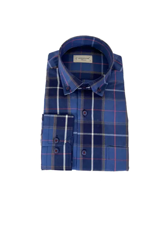 Men's Regular Fit Linen Shirt-m1 - Blue - 3