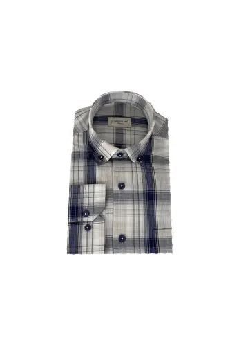 Men's Regular Fit Linen Shirt-m4-gray - DCN GIYIM 1985 (1)