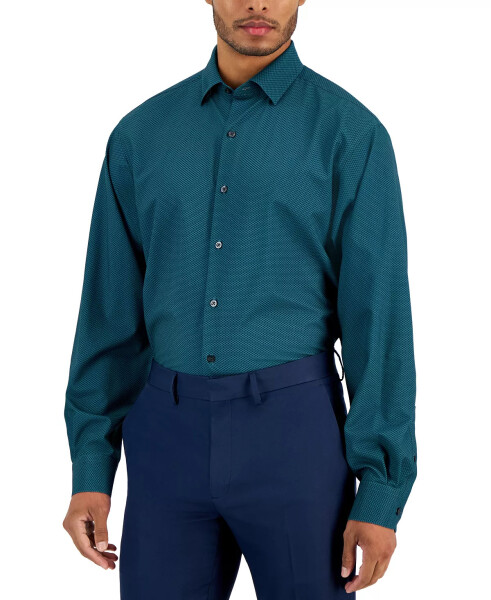 Men's Regular-Fit Maple Geo-Print Dress Shirt, Created for Modazone Teal - 1