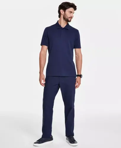 Men's Regular-Fit Mercerized Polo Ko'ylak, Modazone-Neo Navy uchun yaratilgan - ALFANI (1)