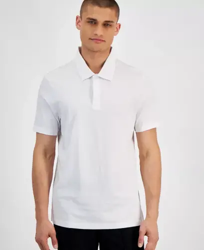Men's Regular-Fit Mercerized Polo Ko'ylak, Modazone uchun yaratilgan - Oq 
