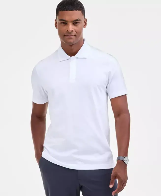 Men's Regular-Fit Mercerized Polo Ko'ylak, Modazone uchun yaratilgan - Oq - 5