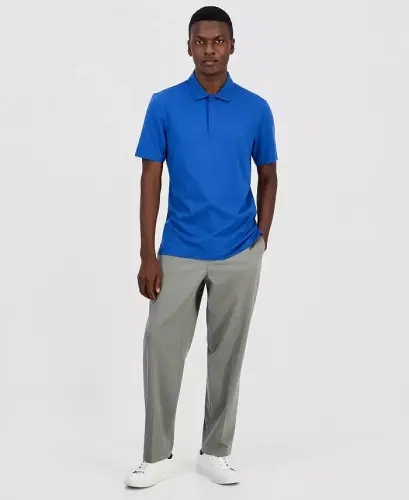 Men's Regular-Fit Mercerized Polo Shirt - Asphalt Blue - ALFANI (1)