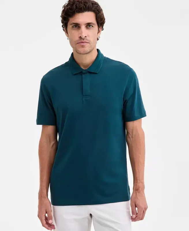 Men's Regular-Fit Mercerized Polo Shirt, Created for Modazone - Dark Spruce - 1