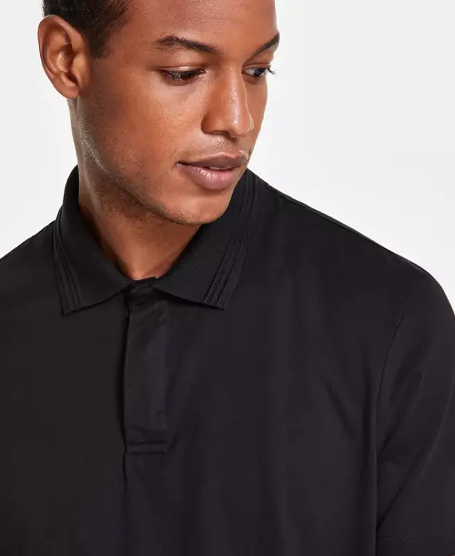 Men's Regular-Fit Mercerized Polo Shirt, Created for Modazone-Deep Black - 3