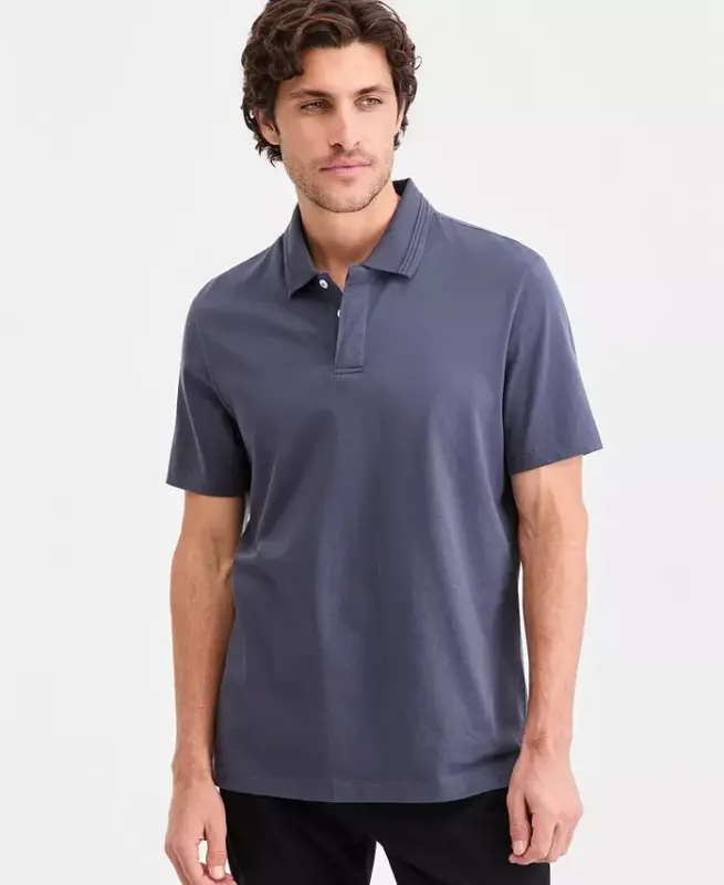 Men's Regular-Fit Mercerized Polo Shirt, Created for Modazone - Ebony - ALFANI