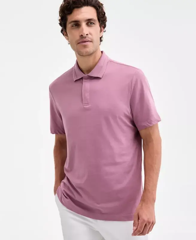 Men's Regular-Fit Mercerized Polo Shirt, Created for Modazone - Smoked Rose - 1