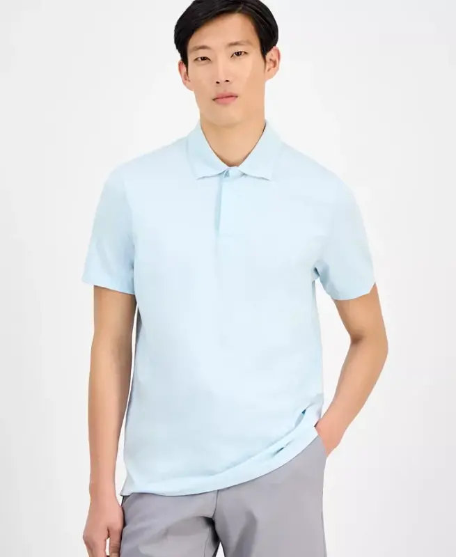 Men's Regular-Fit Merserlangan Polo Ko'ylak, Modazone uchun yaratilgan - 1