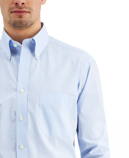 Men's Regular Fit Mini Gingham Dress Shirt, Created for Modazone Light Blue - 3