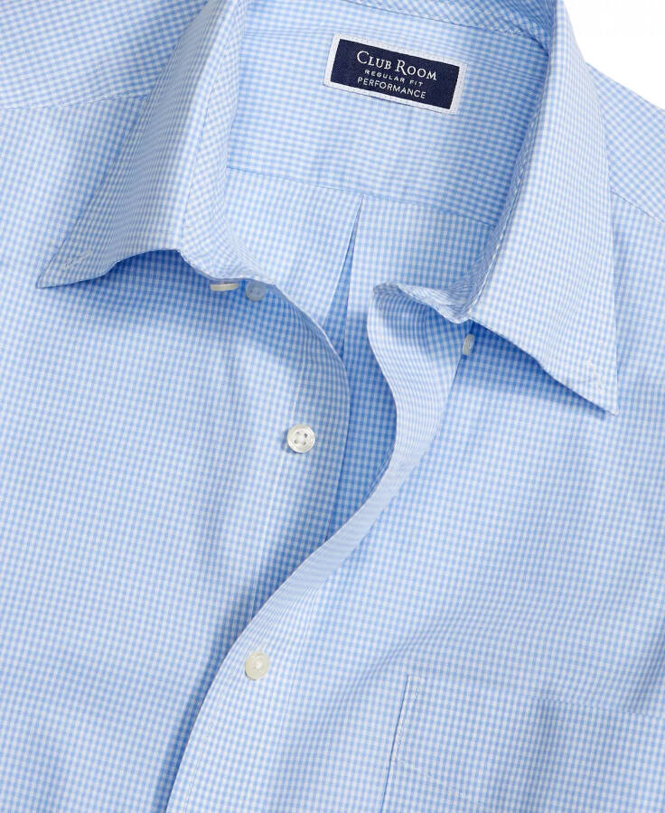 Men's Regular Fit Mini Gingham Dress Shirt, Created for Modazone Light Blue - 5