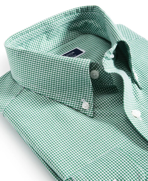 Men's Regular Fit Mini Gingham Dress Shirt, Created for Modazone Modazone Green - 11