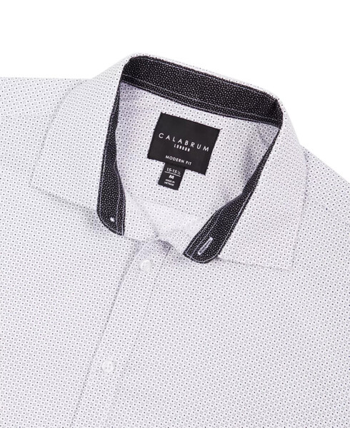 Men's Regular Fit Mini Neat Print Wrinkle Free Performance Dress Shirt Grey - 1