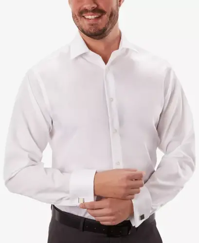 Men's Regular Fit Non-Iron Performance French Cuff Dress Shirt 