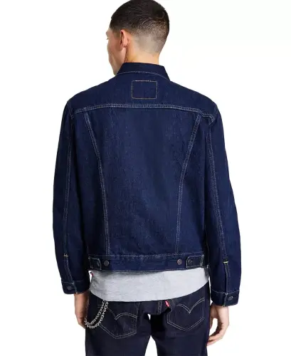 Men's Regular Fit Non-Stretch Denim Trucker Jacket-Rinse - 4