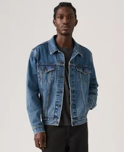 Men's Regular-Fit Non-Stretch Denim Trucker Jacket - Second String - 1