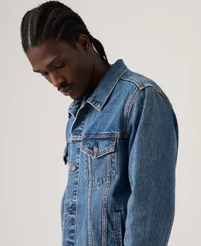 Men's Regular-Fit Non-Stretch Denim Trucker Jacket - Second String - 3