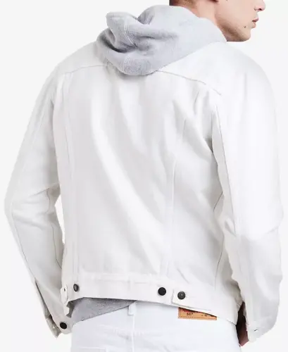 Men's Regular Fit Non-Stretch Denim Trucker Jacket-Steel Hour - 2