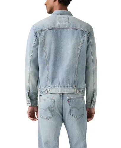 Men's Regular-Fit Non-Stretch Denim Trucker Jacket - Sun Surf - 3