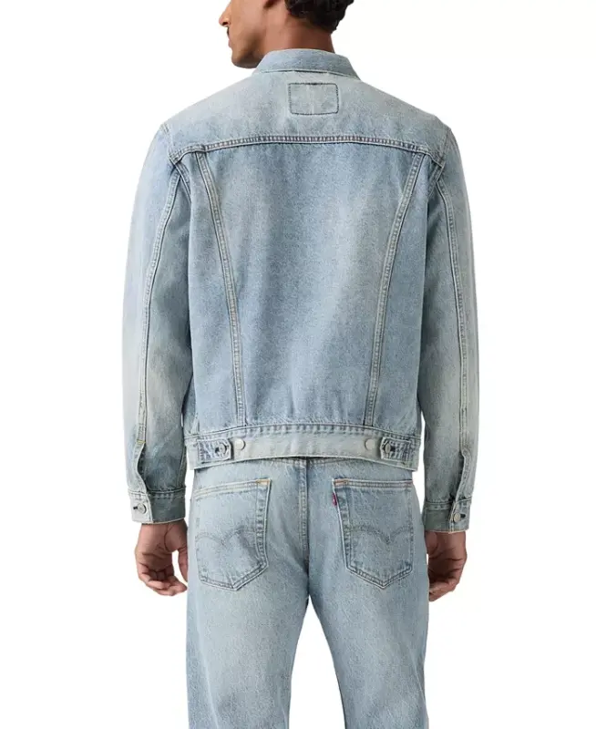 Men's Regular-Fit Non-Stretch Denim Trucker Jacket - Sun Surf - 3