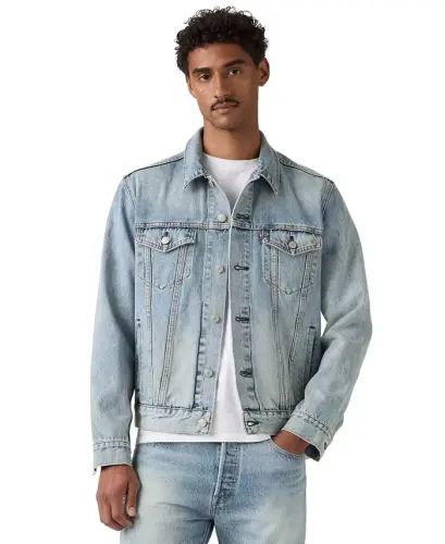 Men's Regular-Fit Non-Stretch Denim Trucker Jacket - Sun Surf 