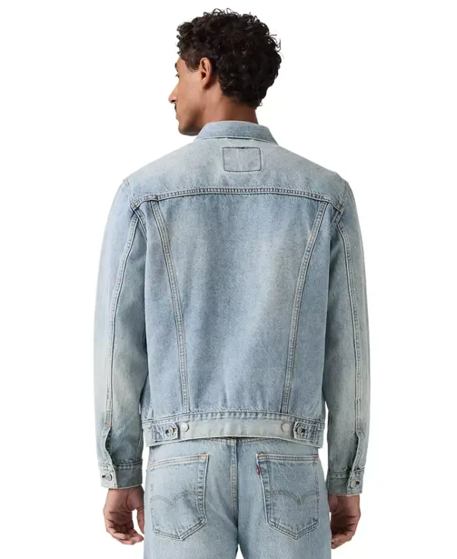 Men's Regular-Fit Non-Stretch Denim Trucker Jacket - Sun Surf - 2