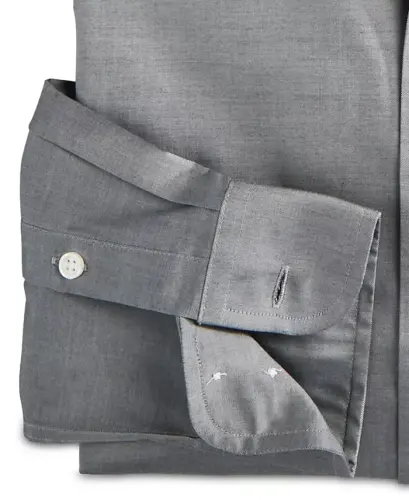Men's Regular Fit Pinpoint Dress Shirt, Created for Modazone-Grey - 4