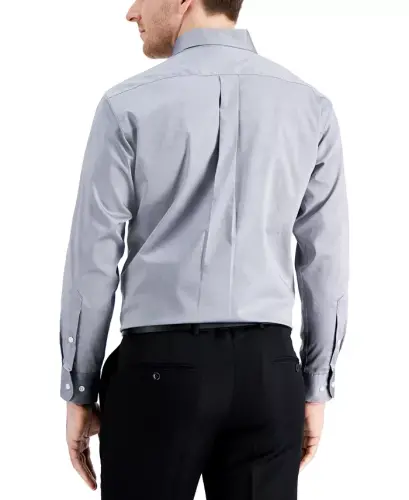 Men's Regular Fit Pinpoint Dress Shirt, Created for Modazone-Grey - 5