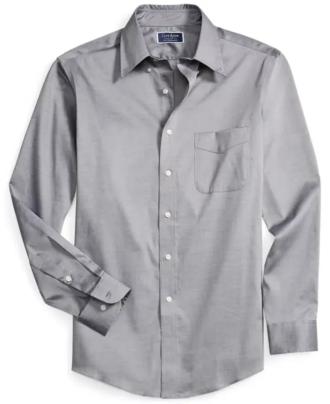 Men's Regular Fit Pinpoint Dress Shirt, Created for Modazone-Grey - 6