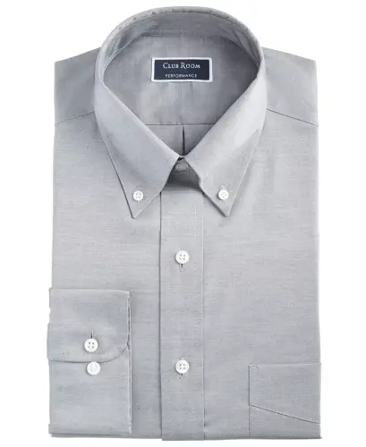 Men's Regular Fit Pinpoint Dress Shirt, Created for Modazone-Grey - 7