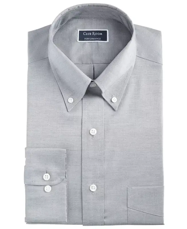 Men's Regular Fit Pinpoint Dress Shirt, Created for Modazone-Grey - 7