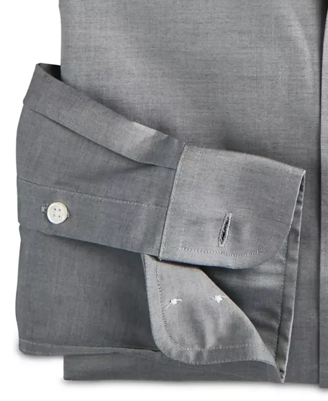 Men's Regular Fit Pinpoint Dress Shirt, Created for Modazone-Grey - 4