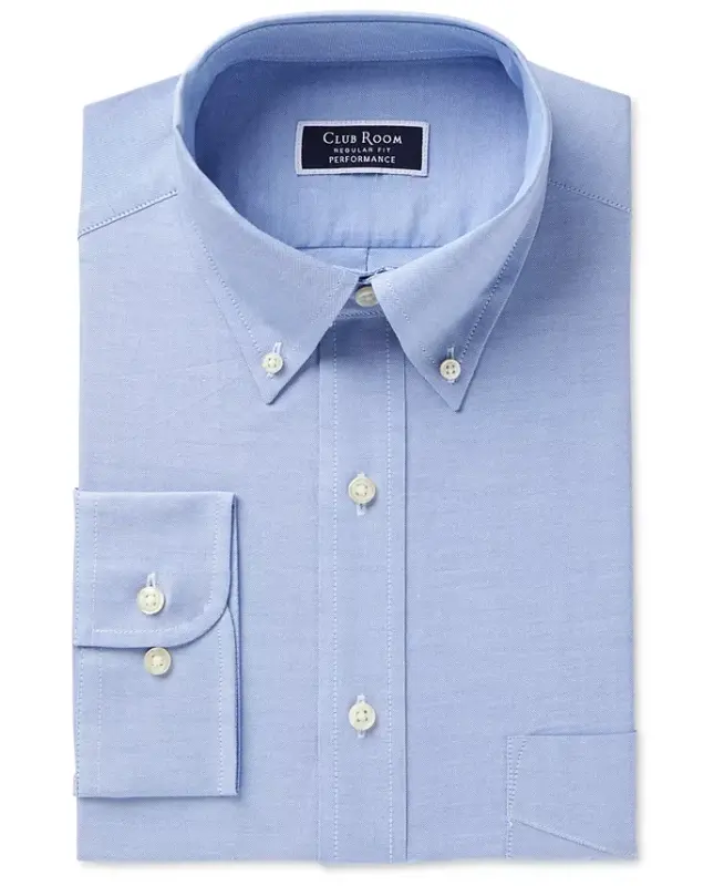 Men's Regular Fit Pinpoint Dress Shirt, Created for Modazone-Light Blue - 7