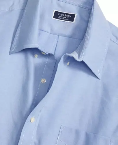 Men's Regular Fit Pinpoint Dress Shirt, Created for Modazone-Light Blue - 3