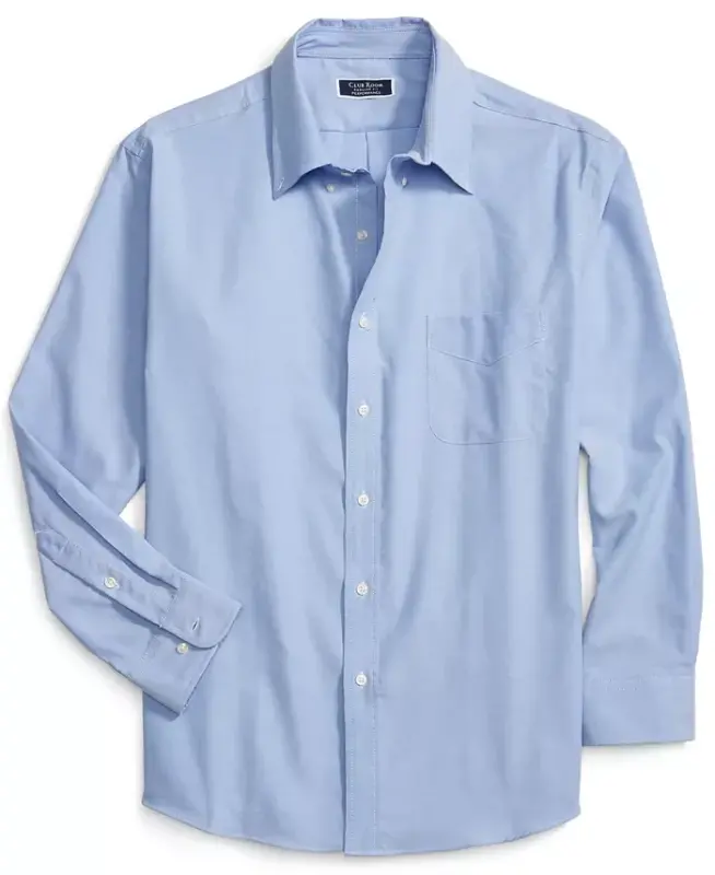 Men's Regular Fit Pinpoint Dress Shirt, Created for Modazone-Light Blue - 6