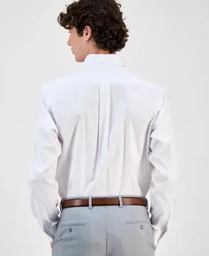 Men's Regular Fit Pinpoint Dress Shirt, Created for Modazone-White - 3