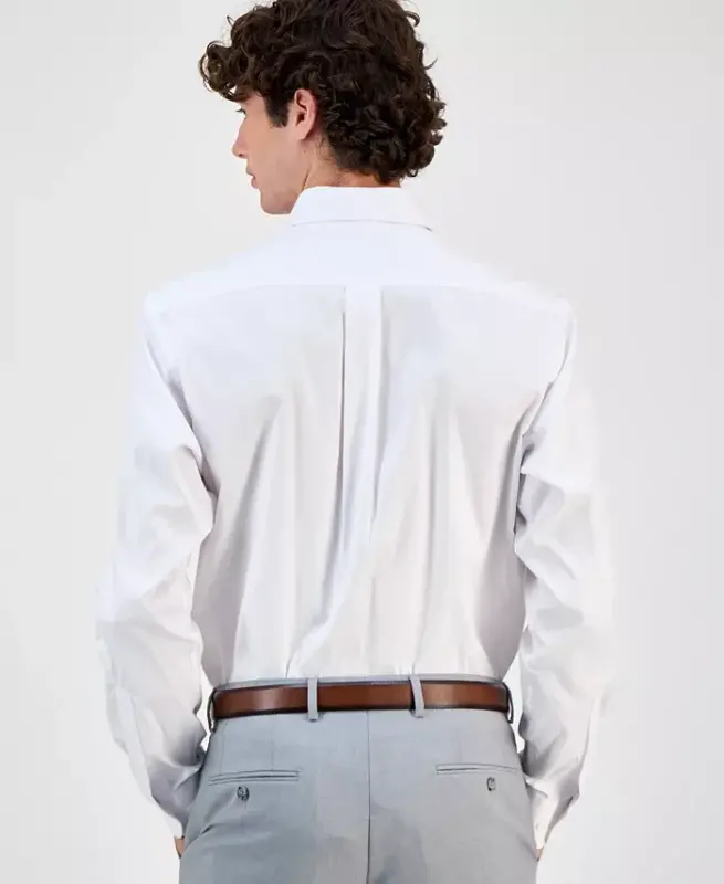 Men's Regular Fit Pinpoint Dress Shirt, Created for Modazone-White - 3
