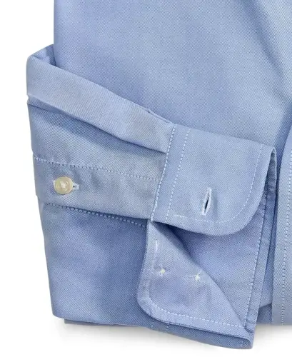 Men's Regular Fit Pinpoint Ko'ylak, Modazone-Och Moviy uchun yaratilgan - 4