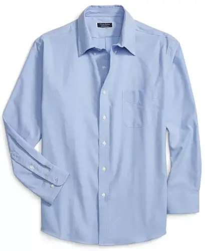 Men's Regular Fit Pinpoint Ko'ylak, Modazone-Och Moviy uchun yaratilgan - 6