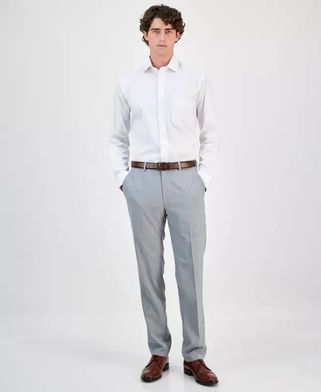 Men's Regular Fit Pinpoint Ko'ylak, Modazone-Oq uchun yaratilgan - 1
