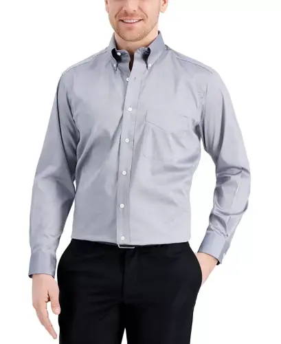 Men's Regular Fit Pinpoint Ko'ylak, Modazone uchun yaratilgan-Kulrang 