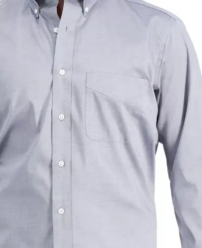 Men's Regular Fit Pinpoint Ko'ylak, Modazone uchun yaratilgan-Kulrang - 2