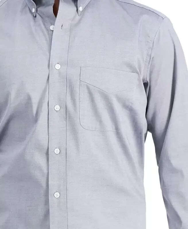 Men's Regular Fit Pinpoint Ko'ylak, Modazone uchun yaratilgan-Kulrang - 2