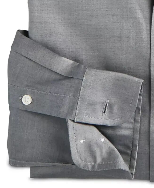 Men's Regular Fit Pinpoint Ko'ylak, Modazone uchun yaratilgan-Kulrang - 4