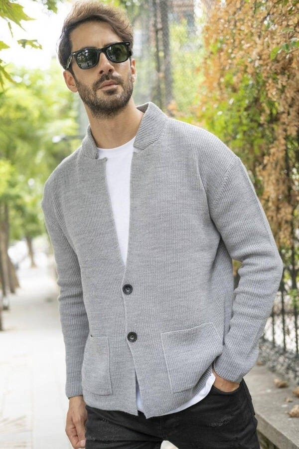 Men's Regular Fit Selanik Knit Cardigan Grey 23w208 - 1