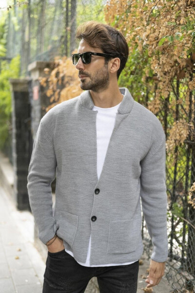 Men's Regular Fit Selanik Knit Cardigan Grey 23w208 - 2