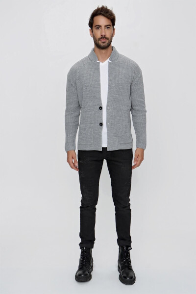 Men's Regular Fit Selanik Knit Cardigan Grey 23w208 - 4